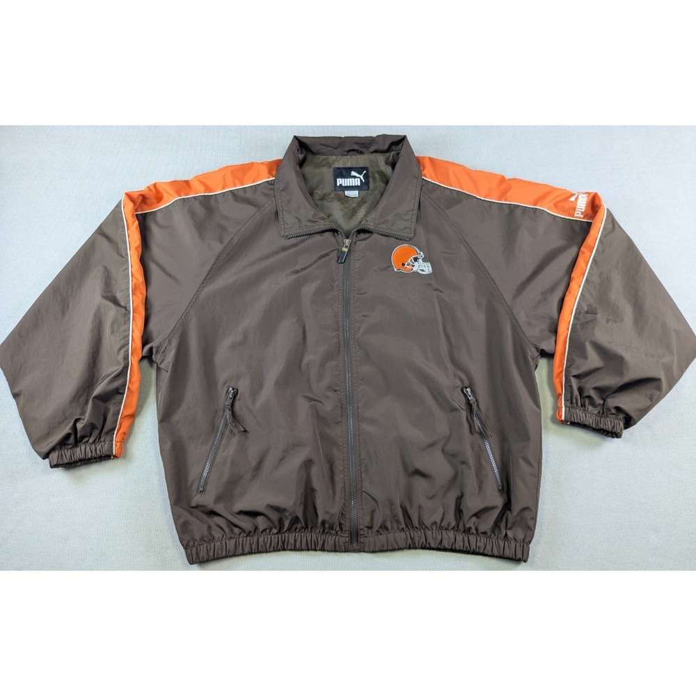 Vintage Cleveland Browns Jacket Mens XL Puma Windbreaker Y2K Coat NFL Football